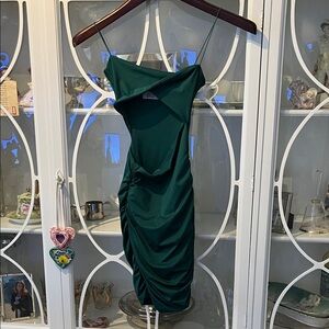 Oh Polly Strapless Dark Green Dress